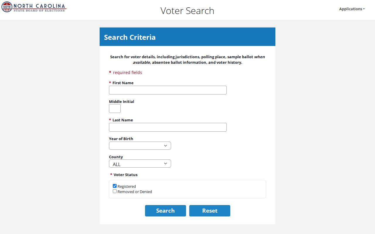 Rocky Mount residents directory North Carolina voter lookup form