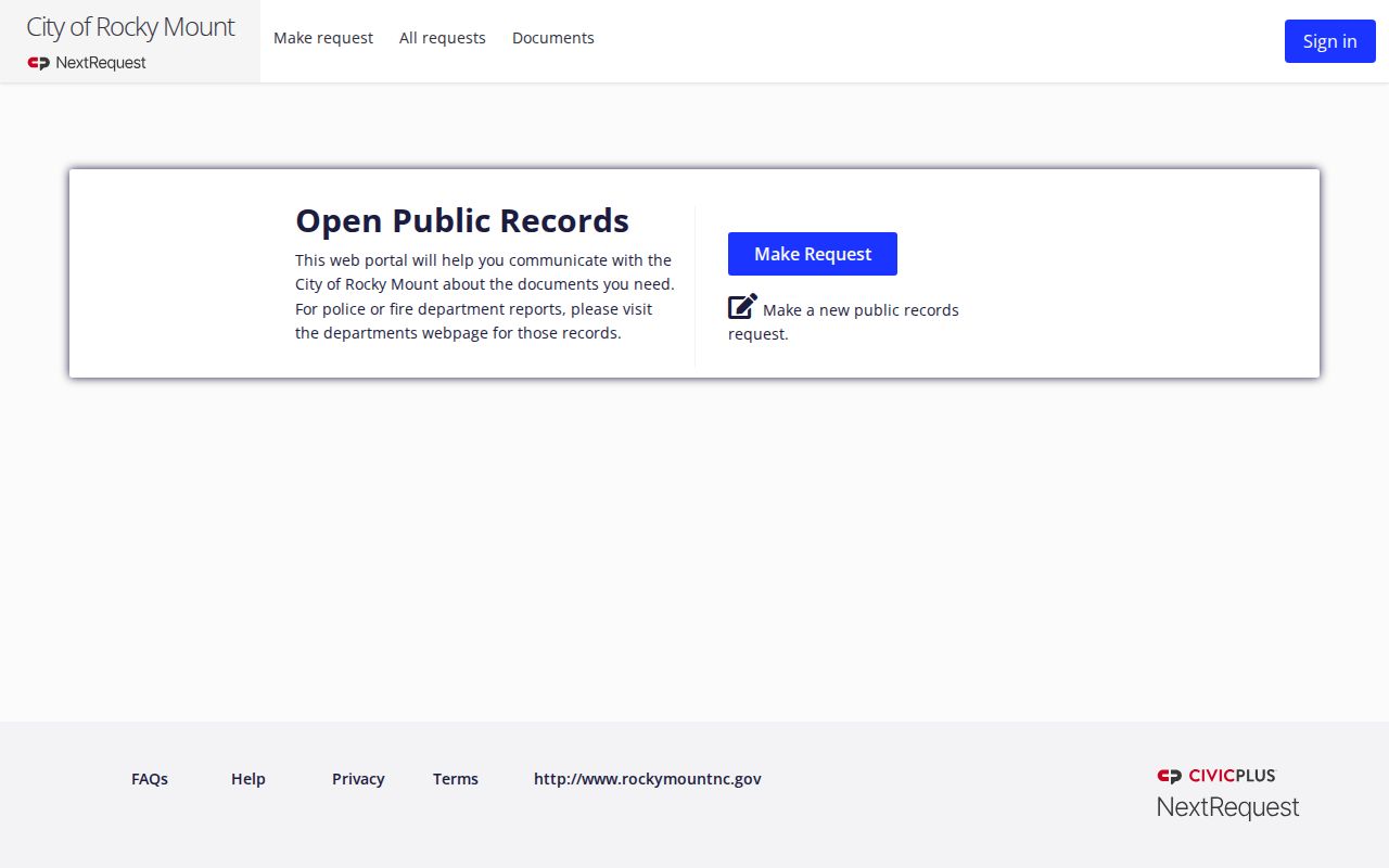 Rocky Mount residents directory public records request portal