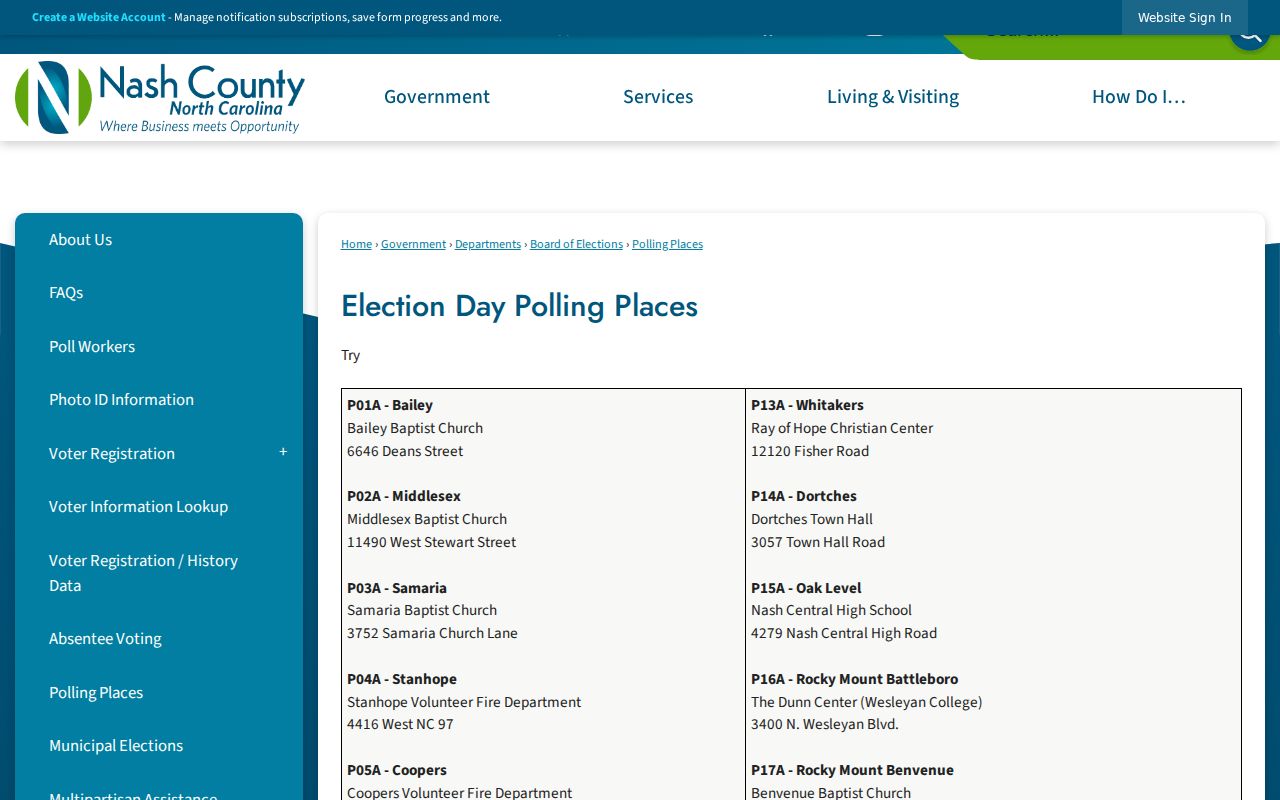 Rocky Mount neighbors Nash County polling places