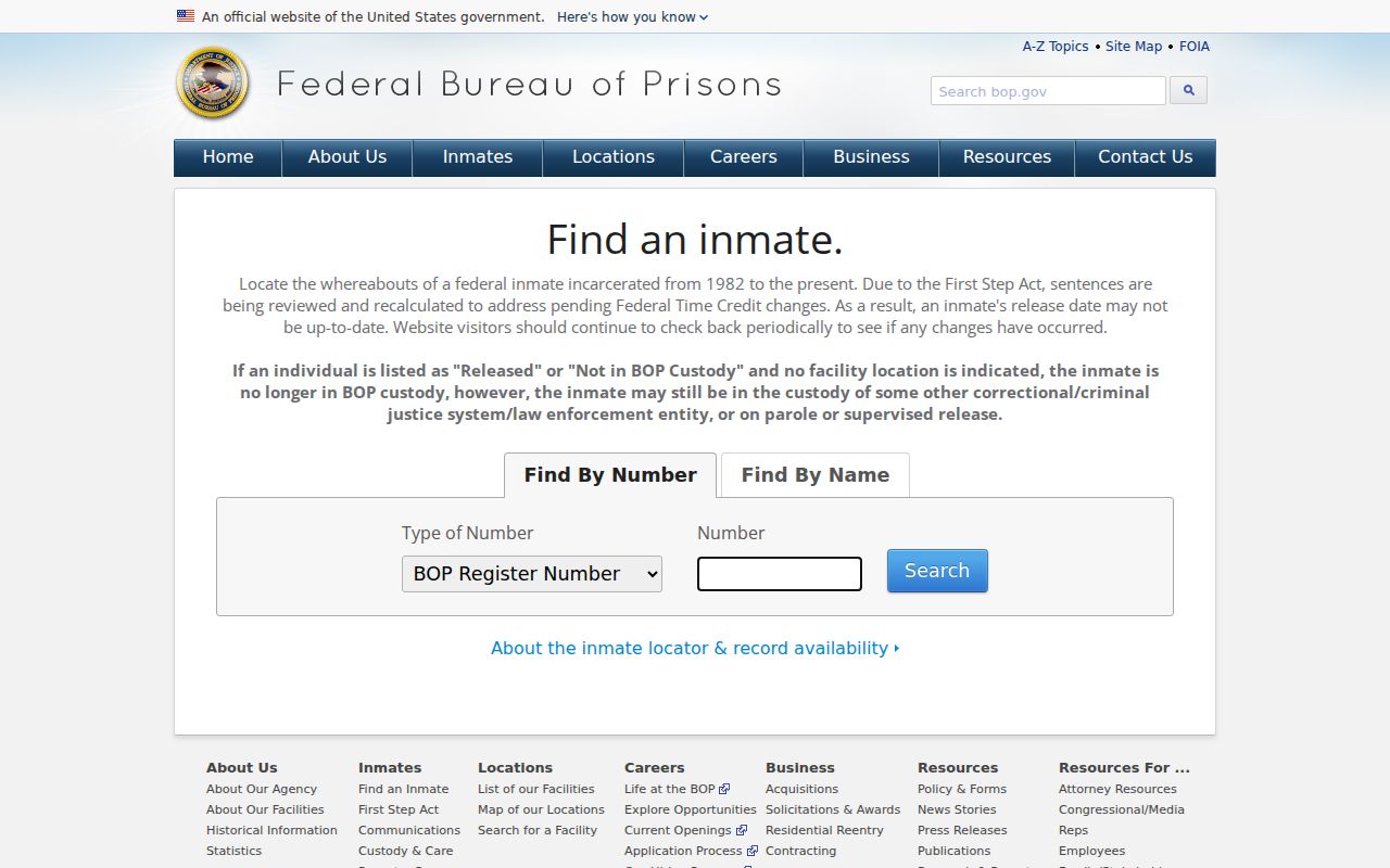 Rocky Mount resident lookup reference image for the federal inmate locator