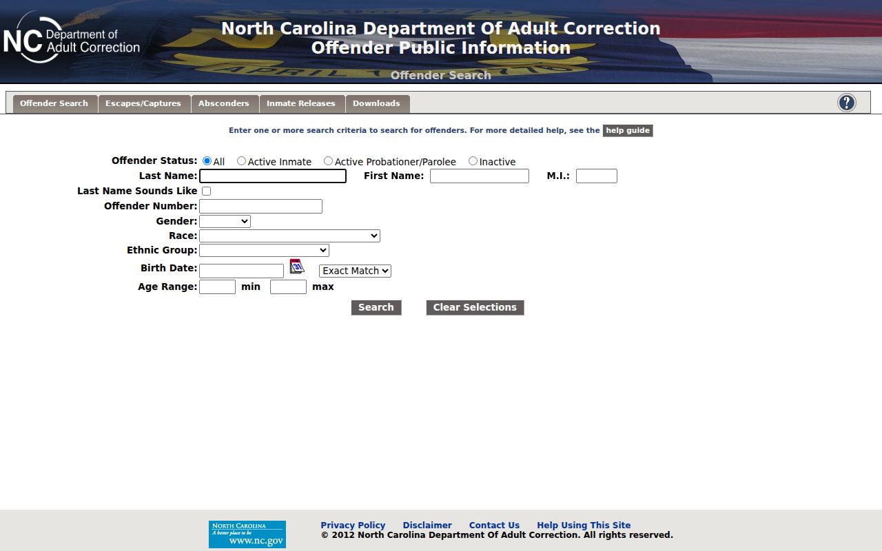 Rocky Mount resident lookup reference image for North Carolina Adult Correction search